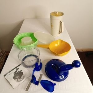 Tupperware Lot Quick Chef Manual Food Processor Jello Mold Pitcher Strainer